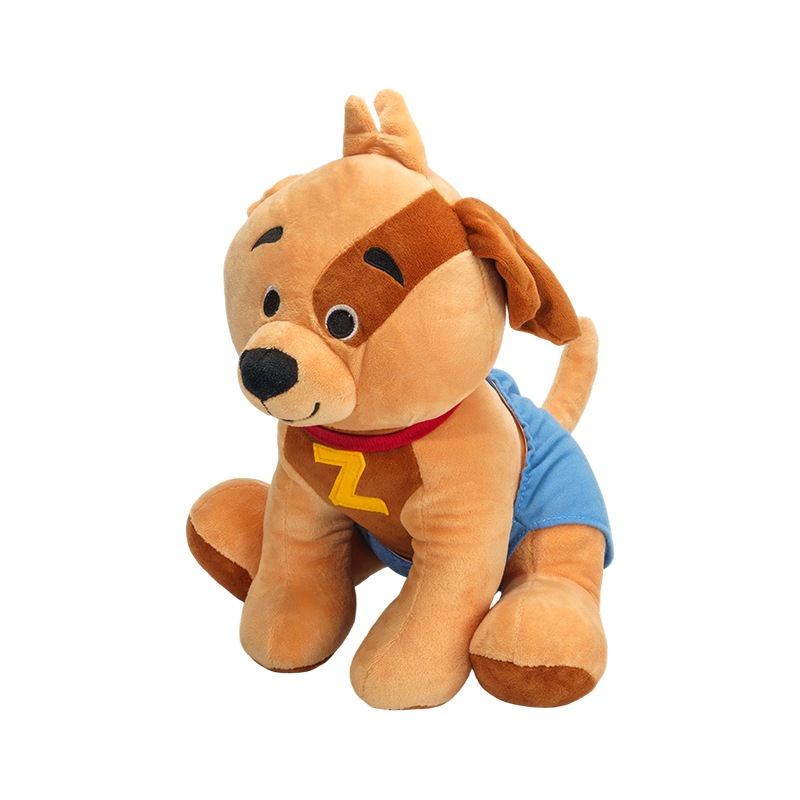 Peluche cane marrone seduto imbottito - animali da fattoria