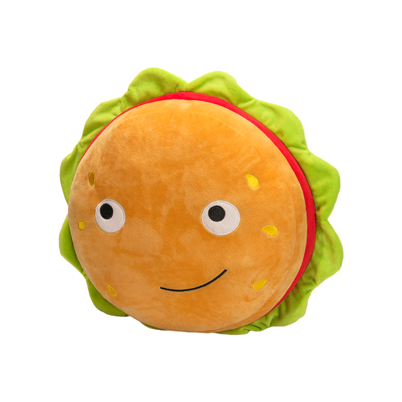 Cuscino in peluche con hamburger con faccina creativa
