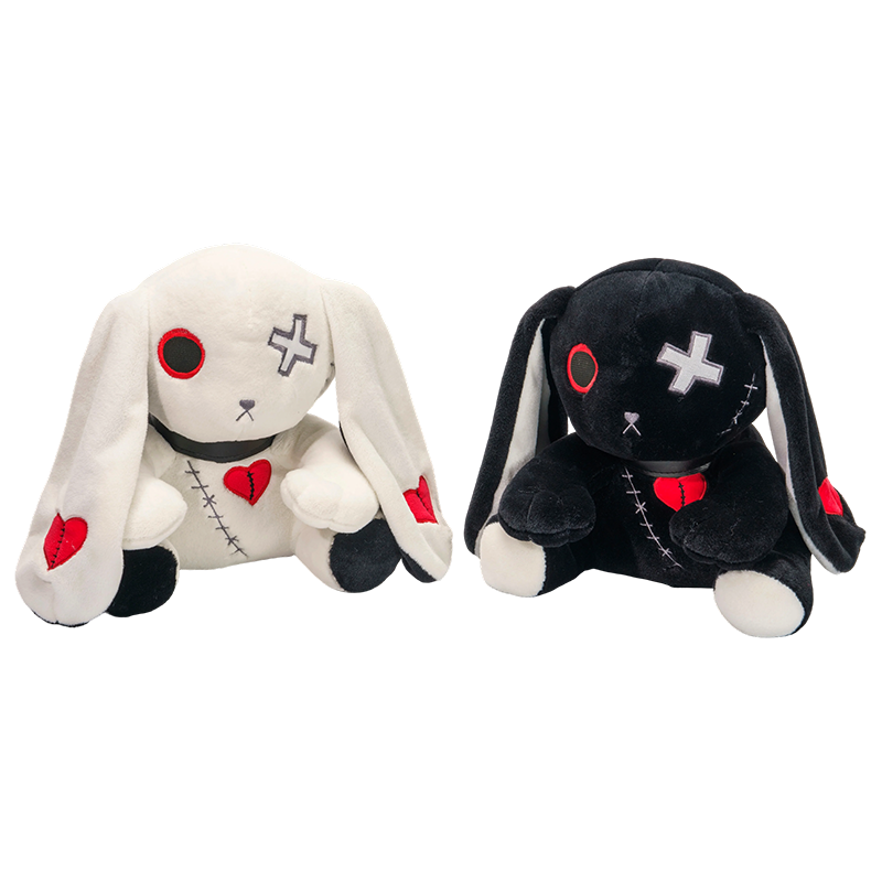 Peluche di coniglio bianco nero animale fantasy