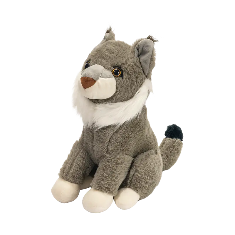 Peluche di animali selvatici di peluche di lince seduta ripiena