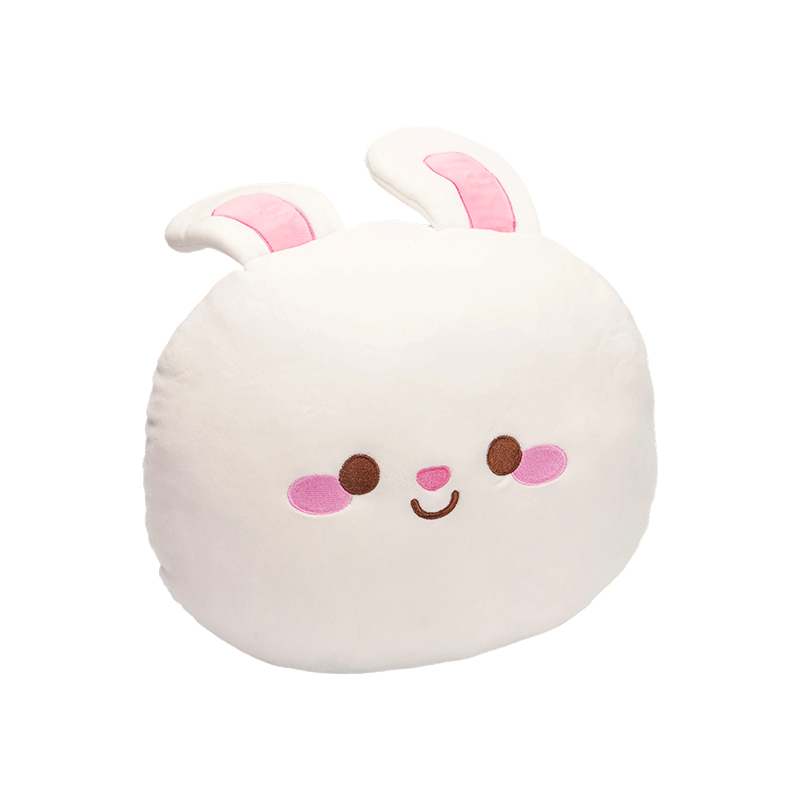Cuscino circolare in peluche di coniglio bianco