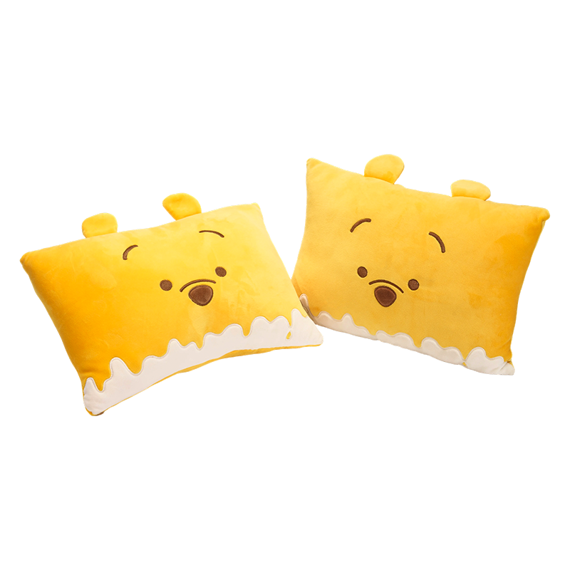Cuscini quadrati in peluche gialli con faccia d'orso Cuscini quadrati in peluche gialli con faccia d'orso