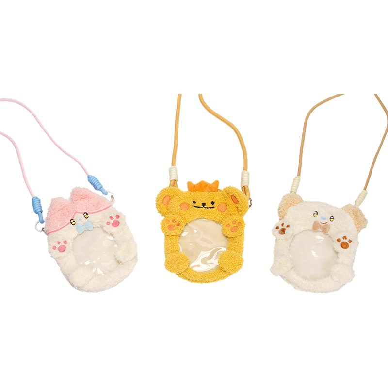 Portacarte in peluche con testa reale