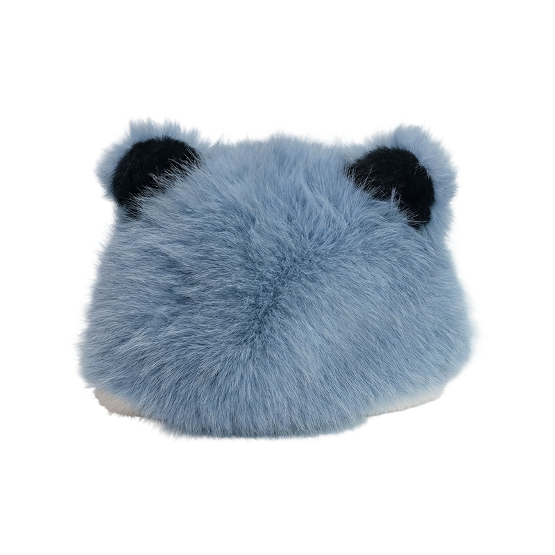 Cappello in peluche con orecchie di panda blu