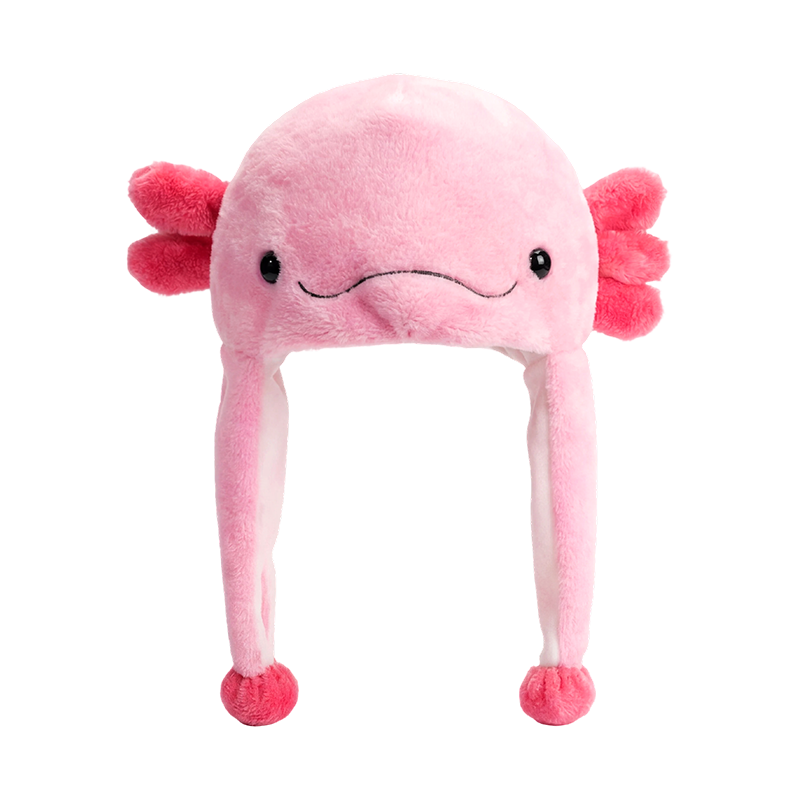 Cappello in peluche rosa axolotl