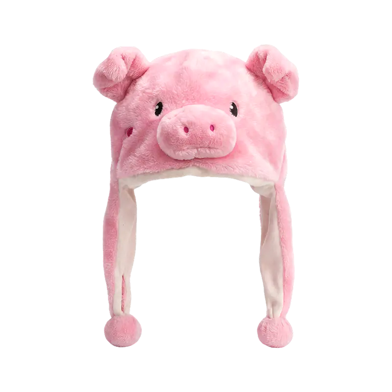 Cappello in peluche di maiale rosa