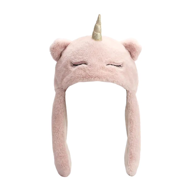 Cappello in peluche di unicorno rosa