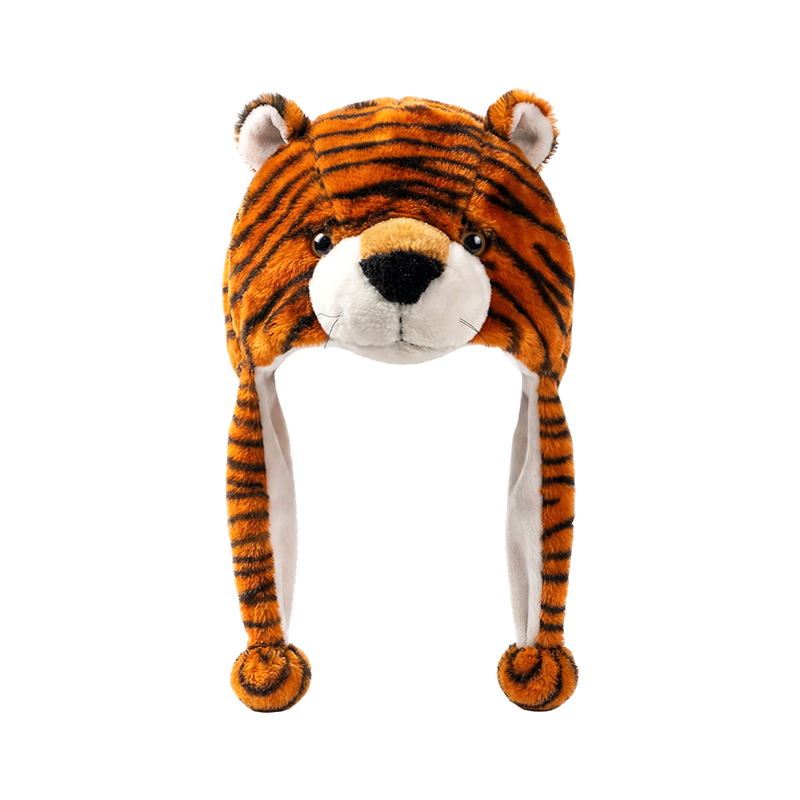 Cappello in peluche a forma di orsetto tigrato
