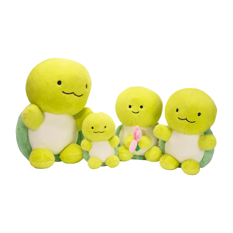 Gruppo di bambole di peluche tartaruga ghignante