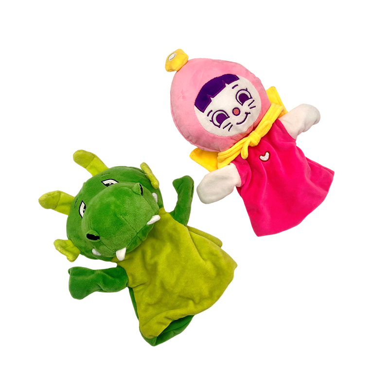 Marionette da dito ragazza rosa e drago verde